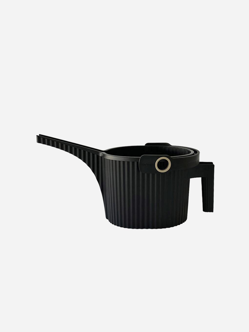 Black Hachiman Garden Beetle Watering Can with a compact design and 1.5L capacity for easy garden watering.