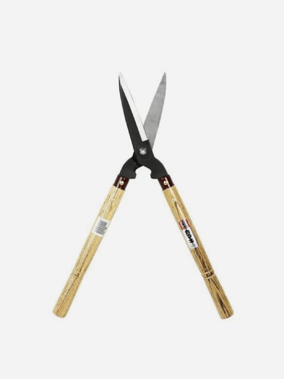 Kamaki Hedge Shears 201 with ergonomic handles for precise pruning of bushes and hedges in garden landscaping.