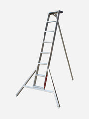 Allite 8-foot (2.44m) straight-top step ladder by Landquip, featuring sturdy aluminum construction and secure top platform.