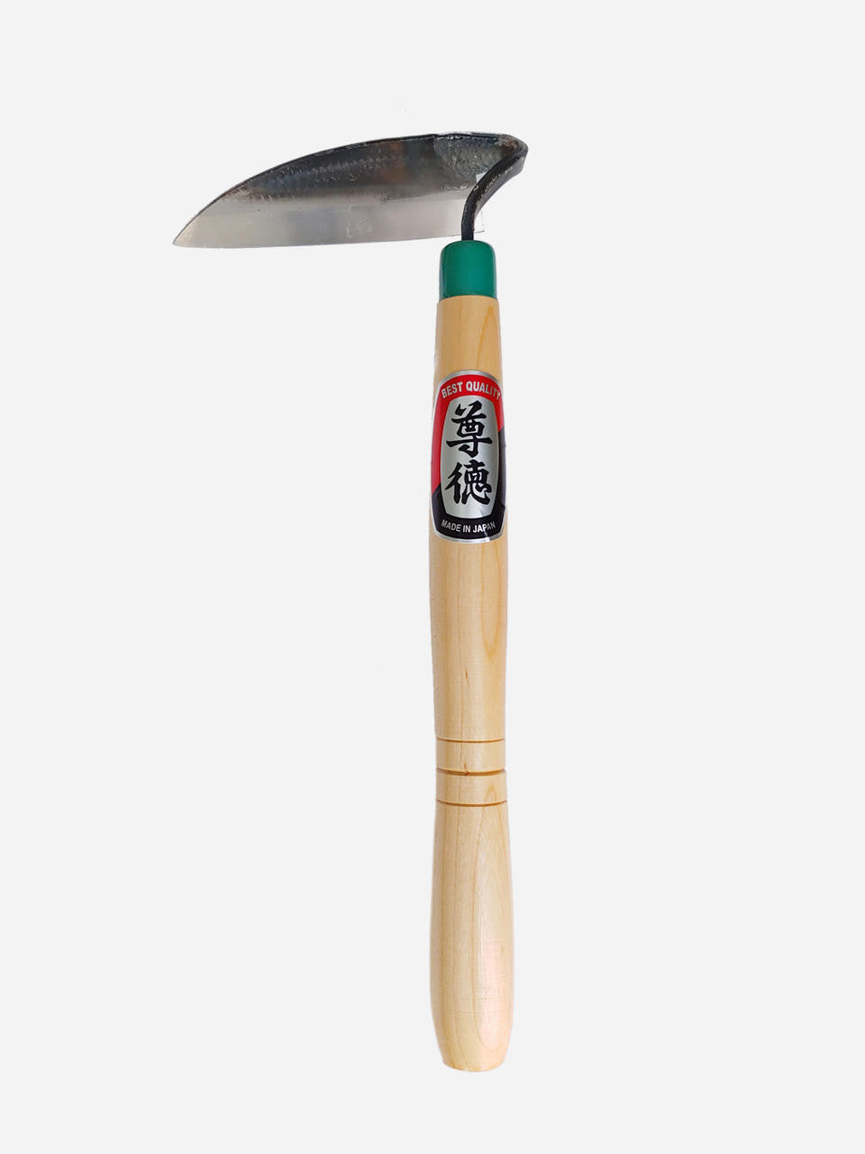 Maruyoshi garden hoe for right-handed use, with a wooden handle and metal blade, ideal for gardening and soil cultivation.