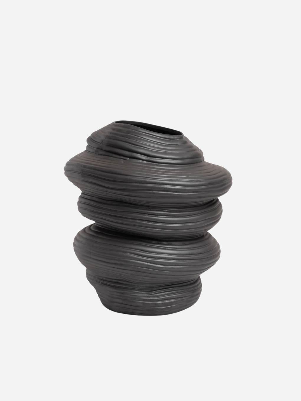 Black Capas Vase by Ned Collections, showcasing a sleek ceramic design with a modern finish.