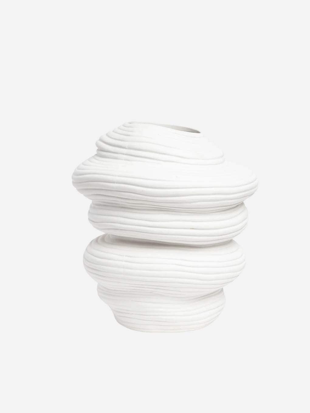 White Capas Vase by Ned Collections, showcasing a sleek ceramic design ideal for contemporary home decor.