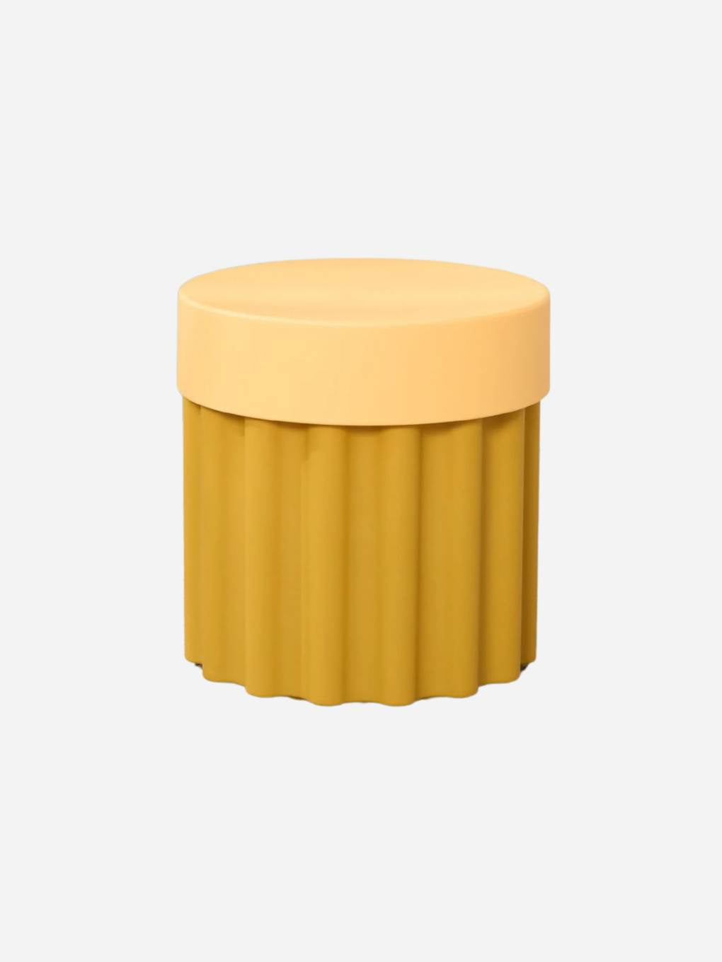 Yellow Harry Bucket by Ned Collections, a stylish woven storage basket with a handle, perfect for organizing or decorating.