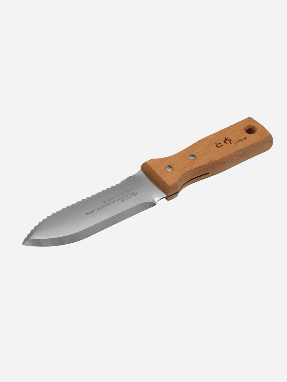Nisaku Hori Hori Weeder 110mm garden tool with a sharp stainless steel blade and ergonomic handle for weeding and planting.