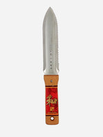 Nisaku Hori Hori Weeder 170mm garden tool with a wooden handle and stainless steel blade for planting and digging tasks.