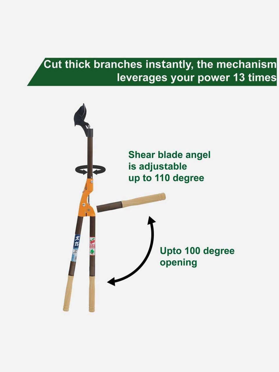 Nishigaki Branch Lopper N-152 with black handles and sharp blades for pruning branches in garden or landscaping tasks.