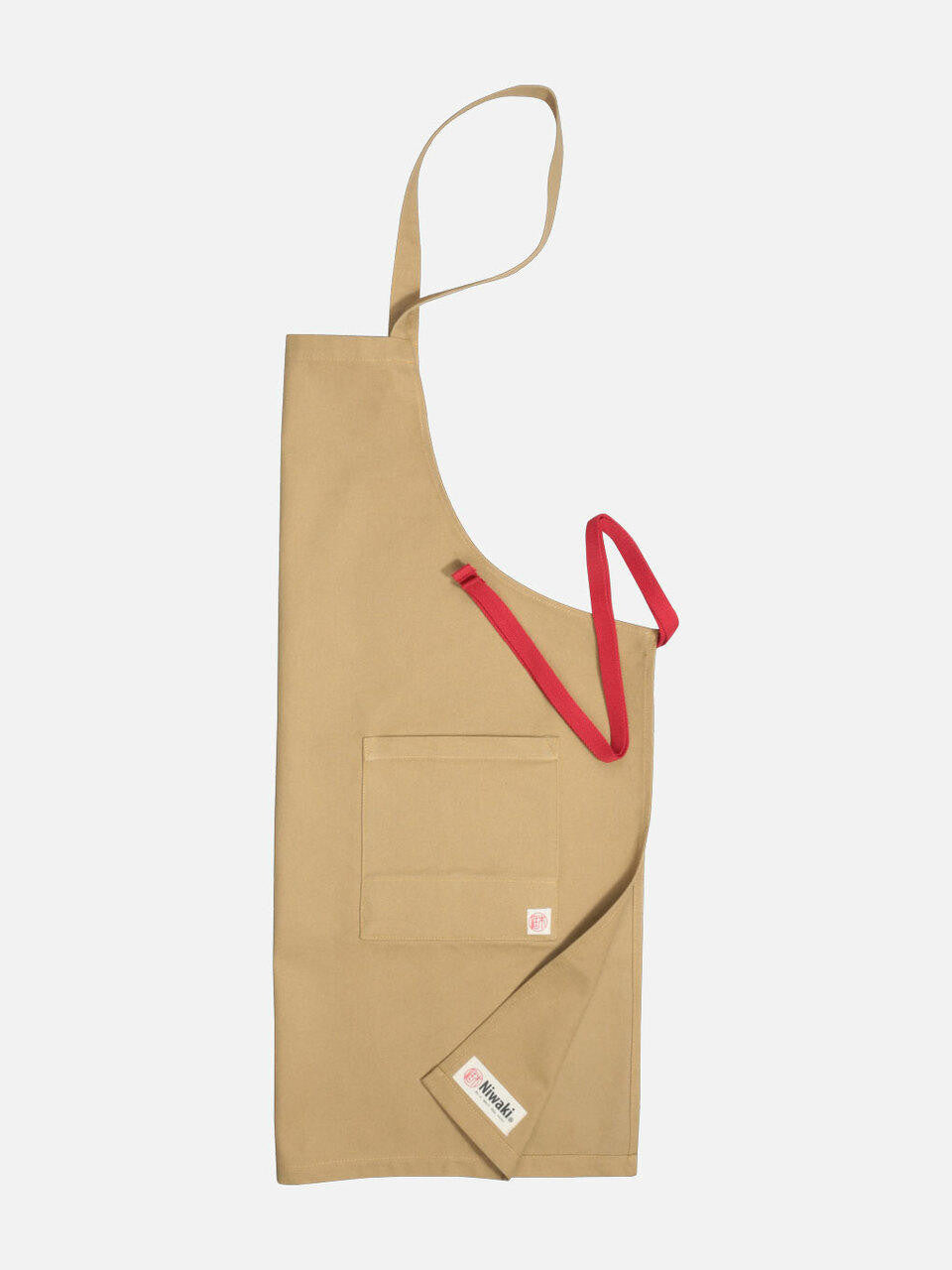 Niwaki apron with adjustable straps and multiple pockets, made of durable fabric for gardening or outdoor work.