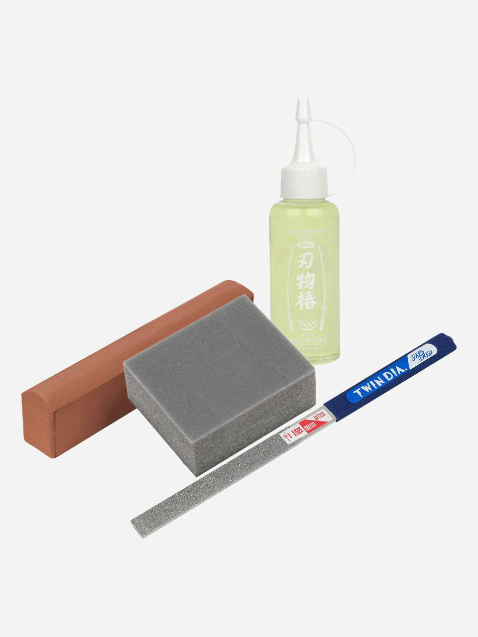 Niwaki sharpening tools bundle with various sharpening stones and tools for gardening and woodworking maintenance.