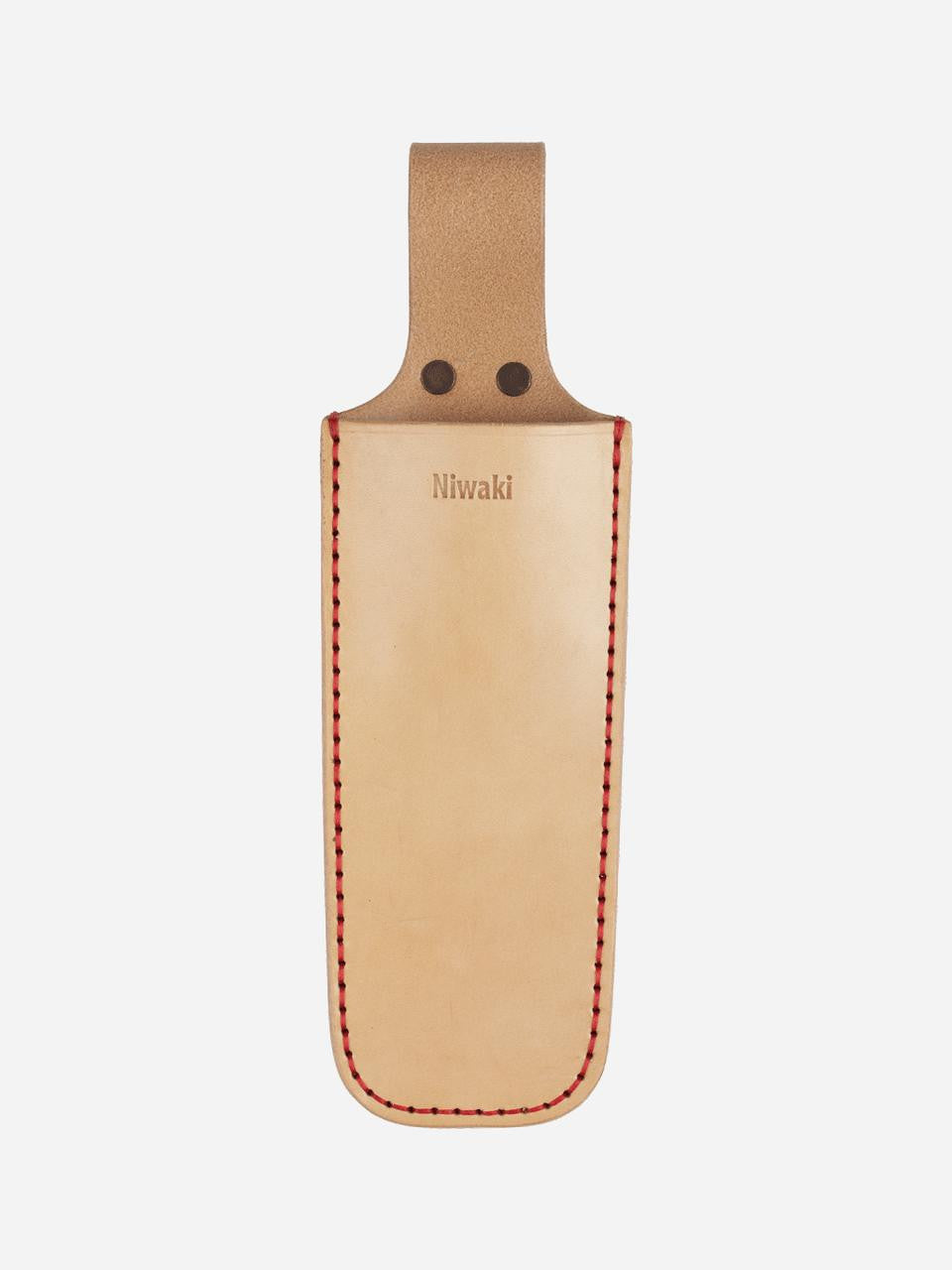 Niwaki single straight holster for gardening tools, made of durable leather with belt loop for easy carrying.