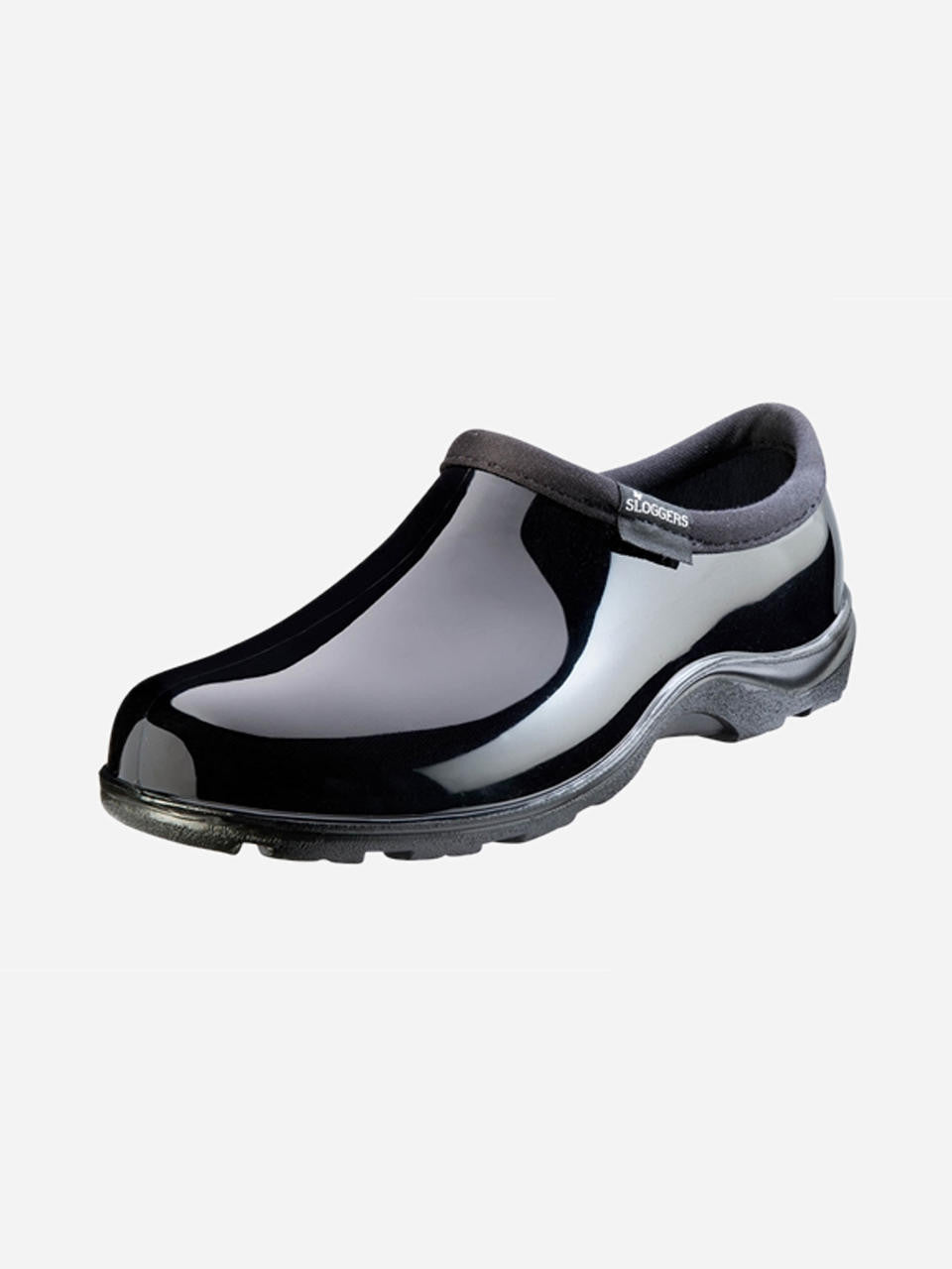 Women's black Sloggers rain shoes, waterproof footwear with slip-resistant soles, designed for wet weather conditions.