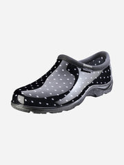 Women's polka dot rain shoes by Sloggers, featuring colorful waterproof footwear with a vibrant polka dot pattern.