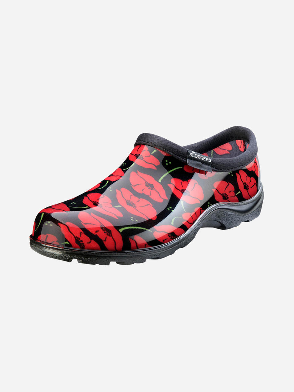 Sloggers Women's Rain Shoes in Red Poppies print, waterproof and lightweight for garden wear — Bugg