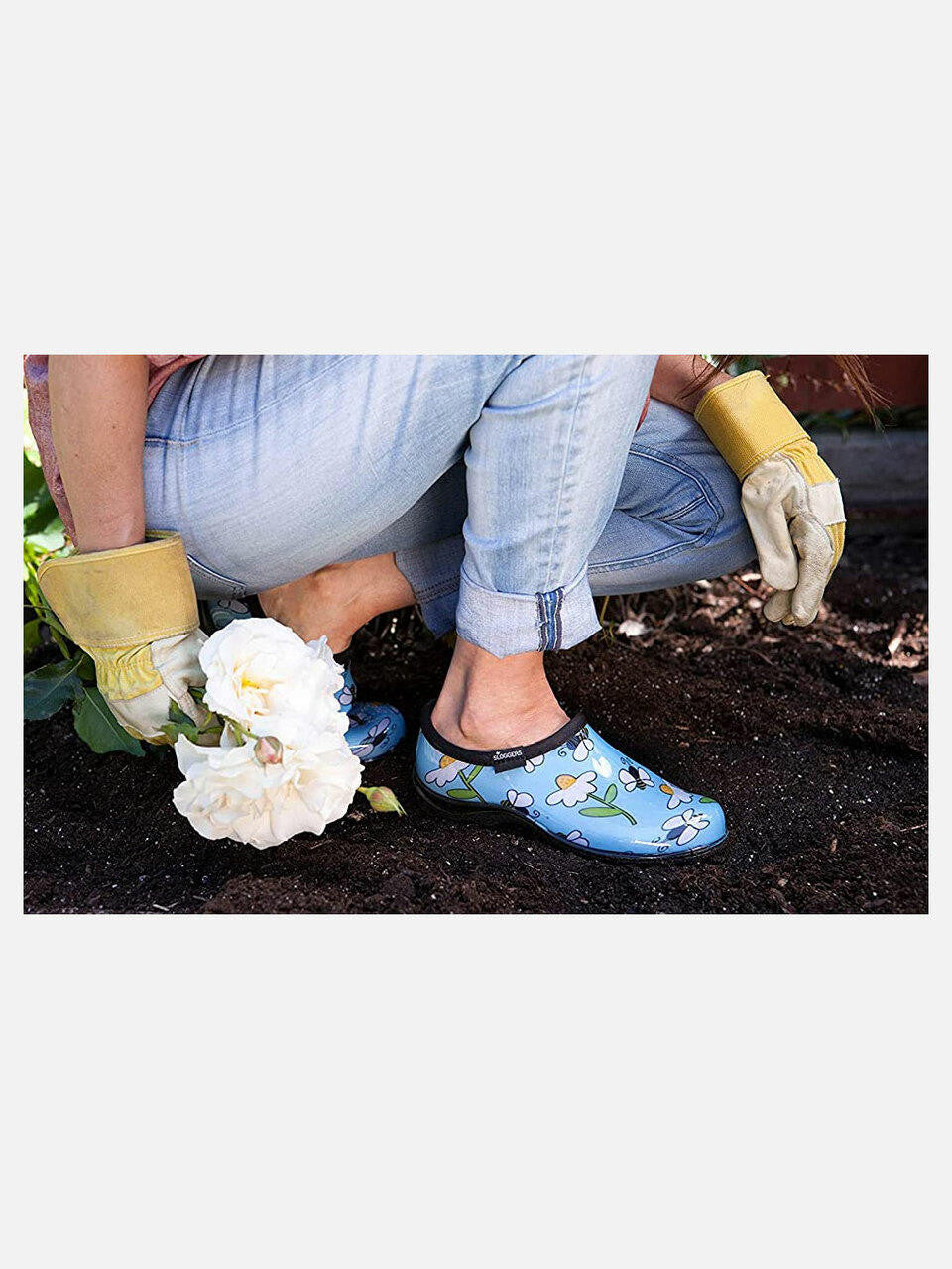 Women's Bee Blue rain shoes by Sloggers featuring waterproof design and vibrant blue color, ideal for rainy weather.