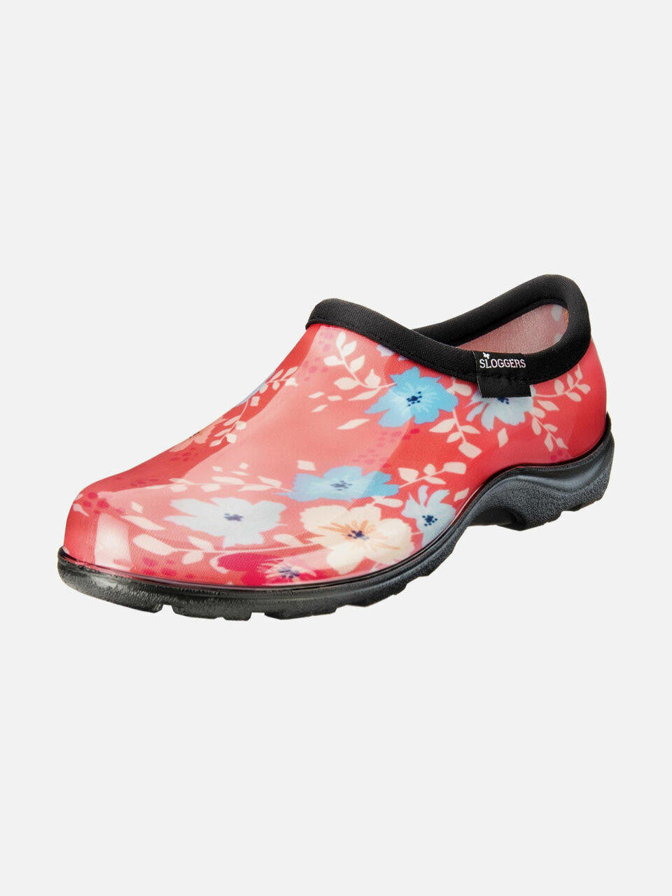 Women's Sloggers Rain Shoes in Floral Fun Coral with a colorful floral pattern and waterproof design for rainy days.