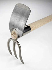 Sneeboer fork and mattock set with wooden handles, durable garden tools for digging and cultivating soil.