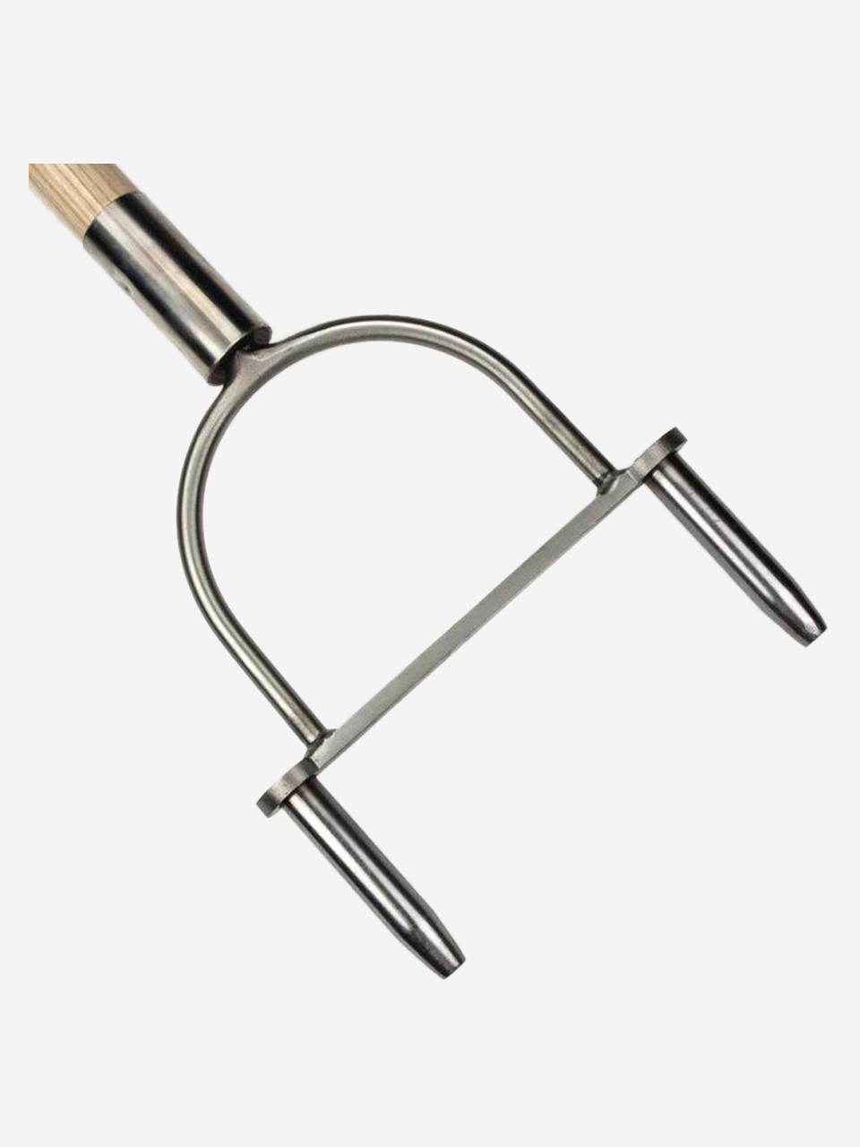 Sneeboer lawn aerator tool with wooden handle and metal tines for aerating and maintaining healthy grass.