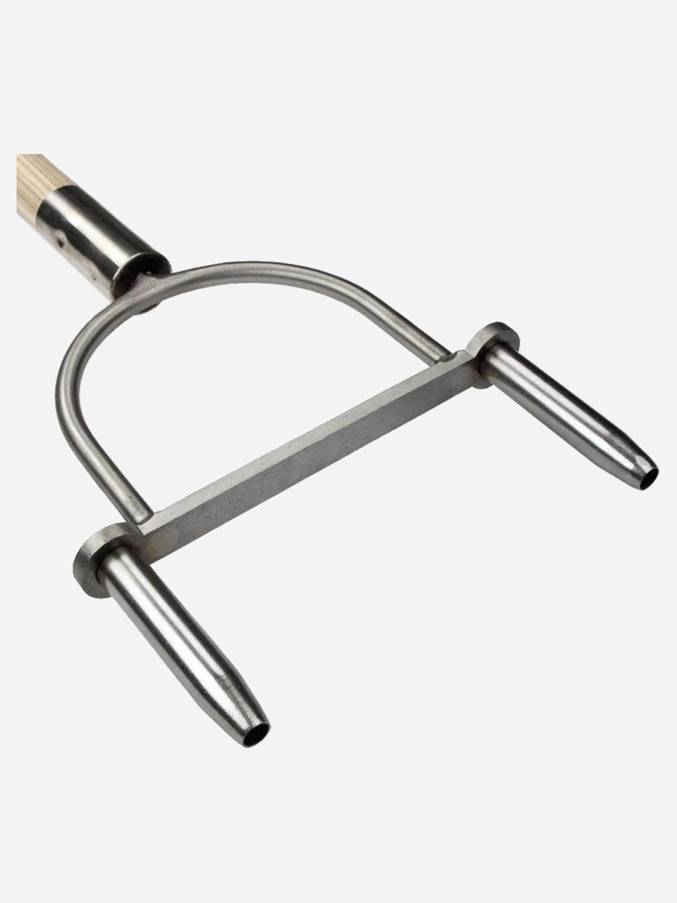 Sneeboer lawn aerator with wooden handle and metal tines, designed for effective soil aeration in gardens.