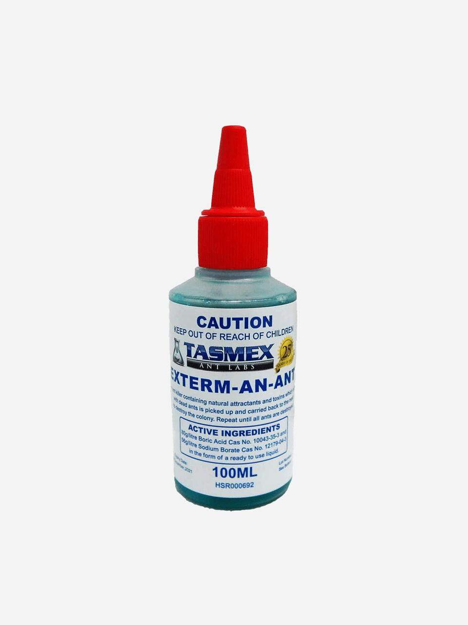 Tasmex Exterm-An-Ant insecticide spray bottle with label and nozzle for ant control.