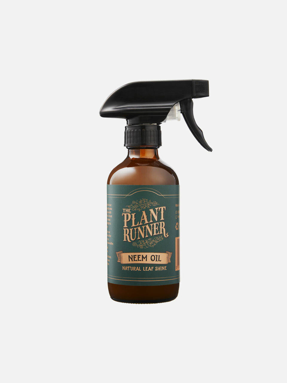 Bottle of The Plant Runner Neem Oil, natural plant treatment for pest control and plant health care.