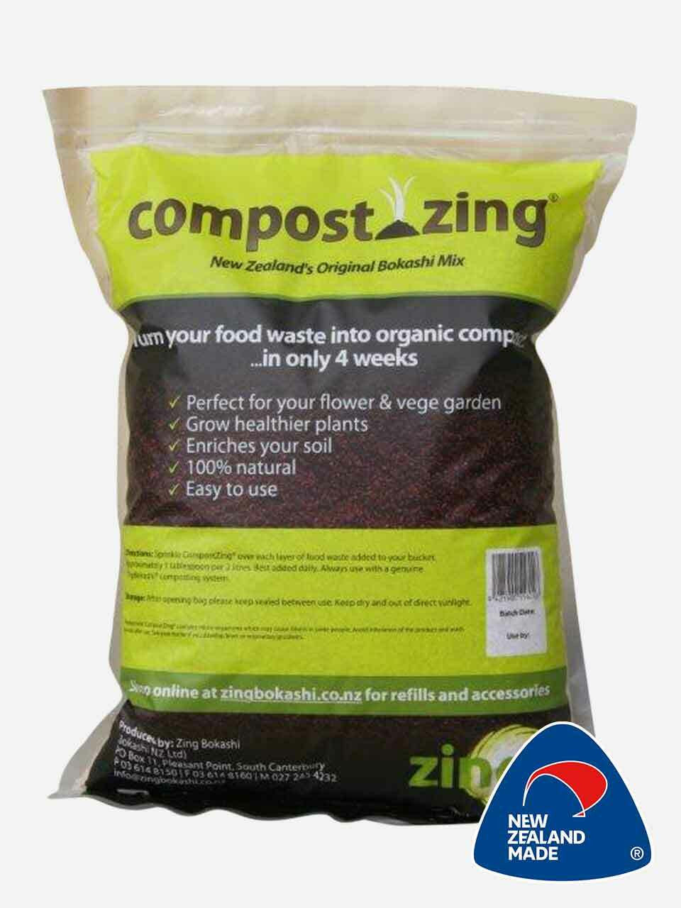 ZingBokashi Bokashi Compost Zing 1kg bag for kitchen waste fermentation and eco-friendly composting — Bugg