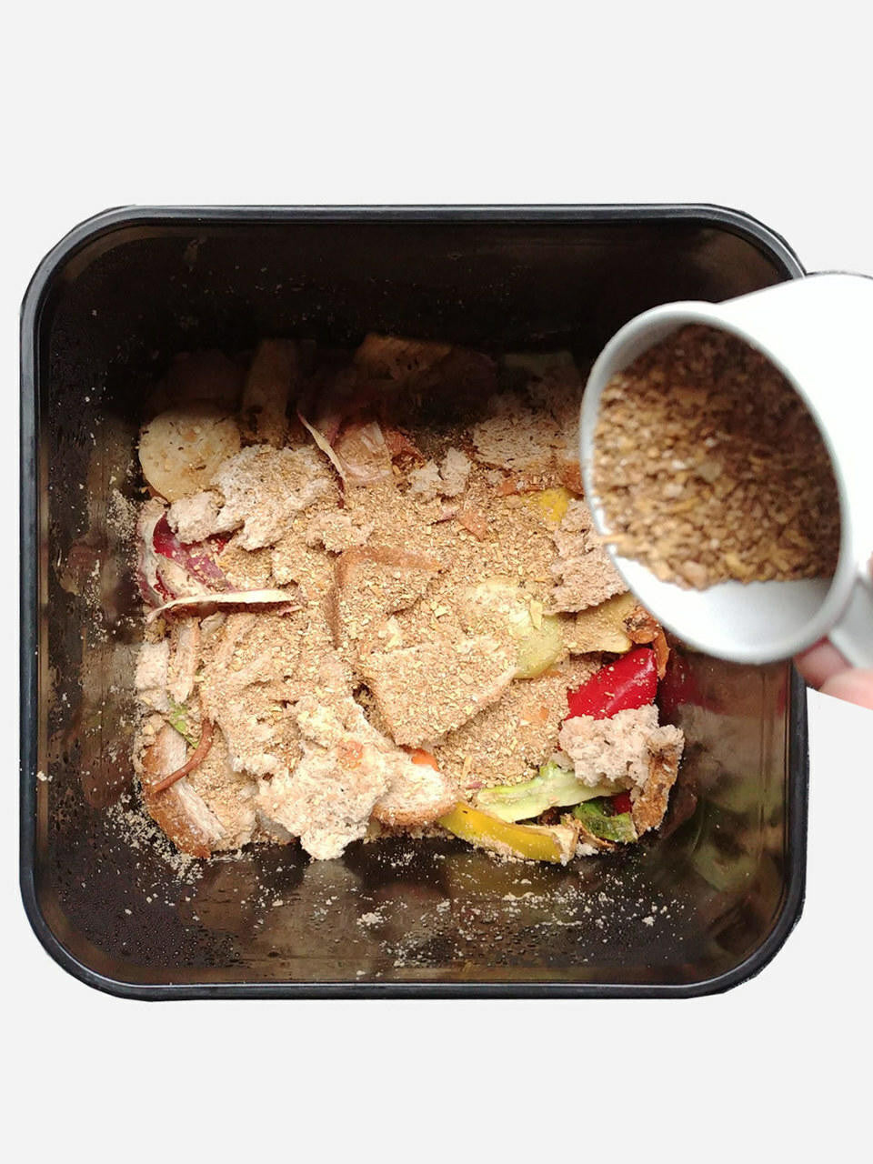 ZingBokashi 10L Starter Kit with composting buckets and Bokashi bran for kitchen food waste fermentation, by ZingBokashi.